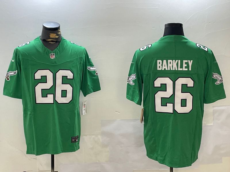 Men Philadelphia Eagles #26 Barkley Green Throwback Three generation 2024 Nike Limited NFL Jersey style 1